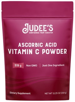 Judee’S Pure Vitamin C Powder 11.25 Oz - 100% Non-Gmo, Gluten-Free And Nut-Free - (L - Ascorbic Acid) - Immune Support & Antioxidant Supplement - No Fillers - For Cosmetics And Preserving Foods