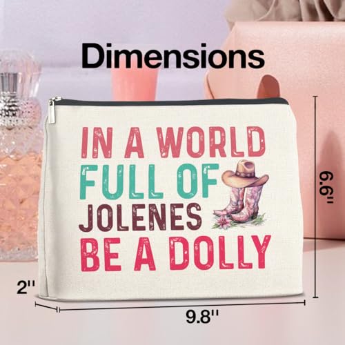 UPNEGE Country Music Lover Gifts Makeup Bag Western Dolly Fans Gifts for Women Sister Friends, in a World Full of Jolenes Be a Dolly Zipper Makeup Pouch - Image 2