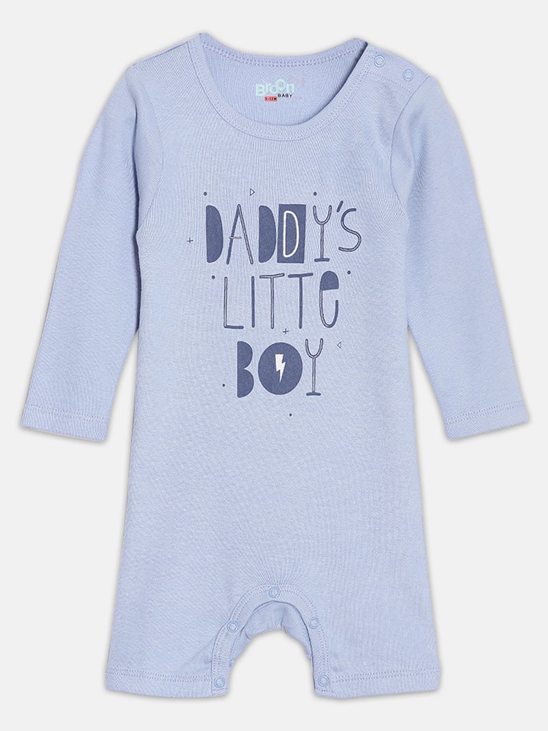 Broon Infant Boys Blue and White Printed Organic Cotton Rompers Pack of 2 - Image 2