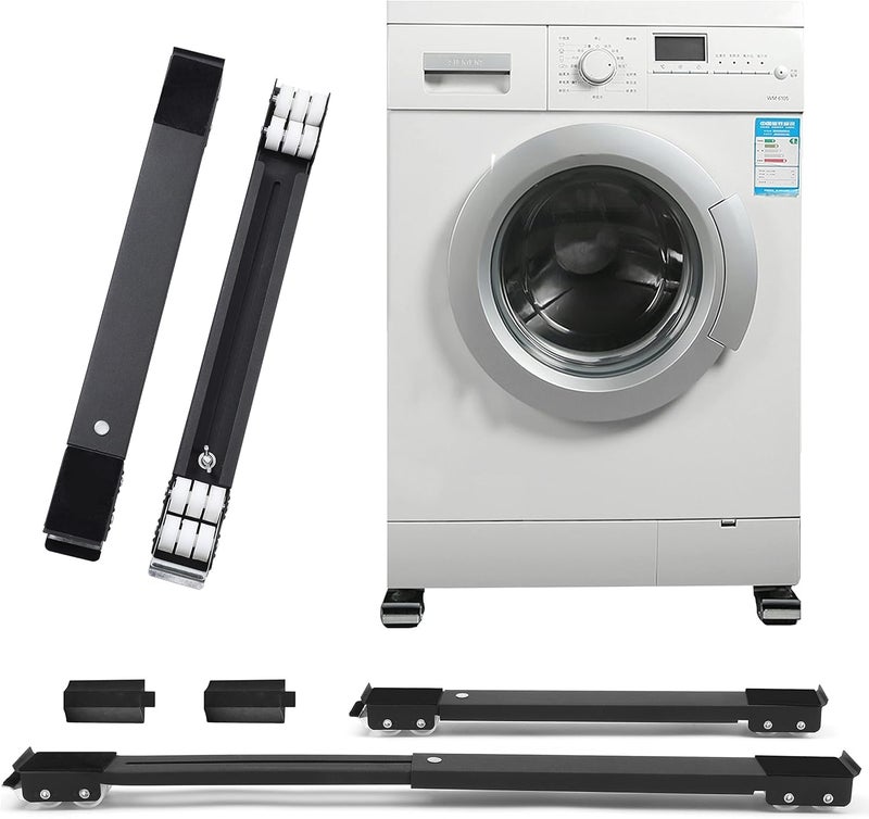 SILLY SAUTE Silly Saute Adjustable Mobile Stand Base Telescopic Furniture Dolly Wheels Brake for Refrigerator Dryer Washing Machine  - Image 1