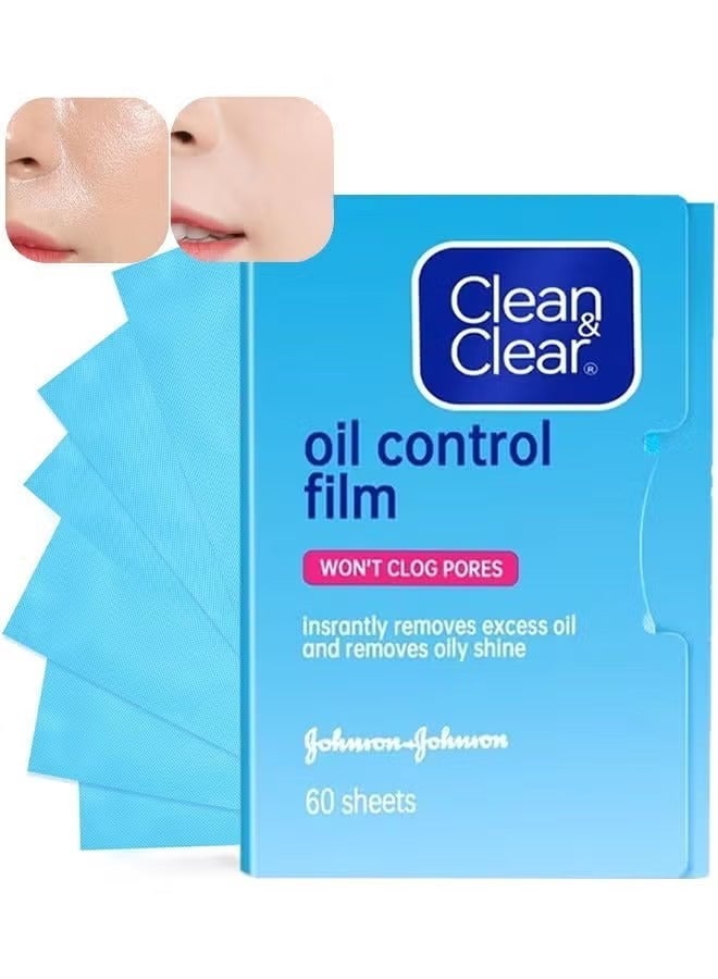Clean & Clear Oil Control Film, Oil Blotting Paper Oil Absorbing Facial Sheets, 60 Sheets Makeup Friendly High-Performance Handy Face Blotting Paper For Oily Skin - Image 1