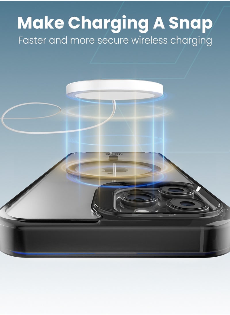 Moxedo Moxedo Magnetic Protective Case 360 Protection Clear Case Hard PC with Built-in Strong Magnets Compatible with Magnetic Safe Designed for iPhone 13 Pro Max 6.7 inch (Black)  - Image 2