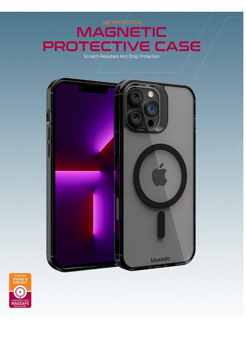 Moxedo Magnetic Protective Case 360 Protection Clear Case Hard PC with Built-in Strong Magnets Compatible with Magnetic Safe Designed for iPhone 13 Pro Max 6.7 inch (Black) - pzsku/ZEB4DBF6DE36B648DB014Z/45/_/1700572311/403129cd-cf60-49dd-b16b-a87d01fbf35a