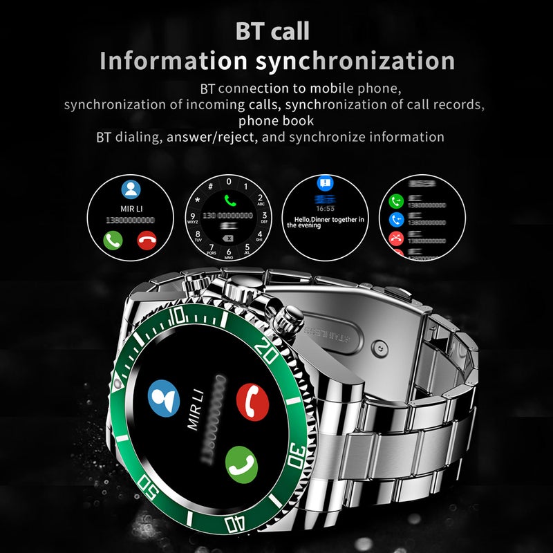 Smart Watch BT Call Blood Oxygen Heart Rate Monitor Sleep Tracker Exercise Mode Message Reminder for Android/iOS Stainless Steel Men's Business Watch - Image 5