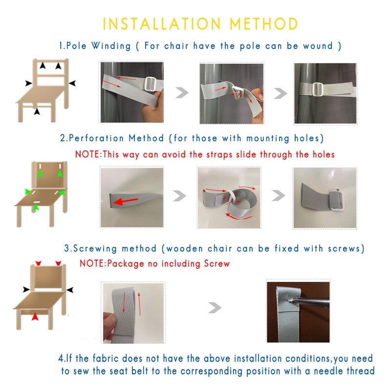 ZARPMA High Chair Security Straps, Replacement 5 Point Children Safety Harness Convertible Straps for High Chair/Pram/Buggy/Kid Pushchair - Image 2