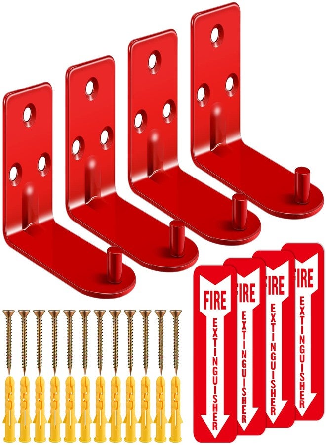 Oudain 8 Sets Fire Extinguisher Mount Bracket for 5-20 lb Fire Extinguisher Wall Mount Universal Holder Wall Hook with Screws Gaskets Self Adhesive Safety Sticker Sign - Image 1
