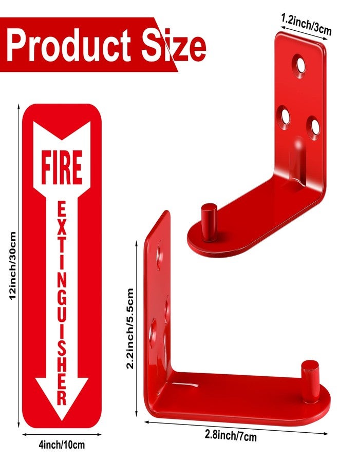 Oudain 8 Sets Fire Extinguisher Mount Bracket for 5-20 lb Fire Extinguisher Wall Mount Universal Holder Wall Hook with Screws Gaskets Self Adhesive Safety Sticker Sign - Image 2