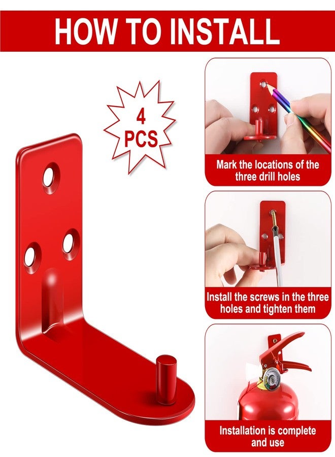 Oudain 8 Sets Fire Extinguisher Mount Bracket for 5-20 lb Fire Extinguisher Wall Mount Universal Holder Wall Hook with Screws Gaskets Self Adhesive Safety Sticker Sign - Image 3