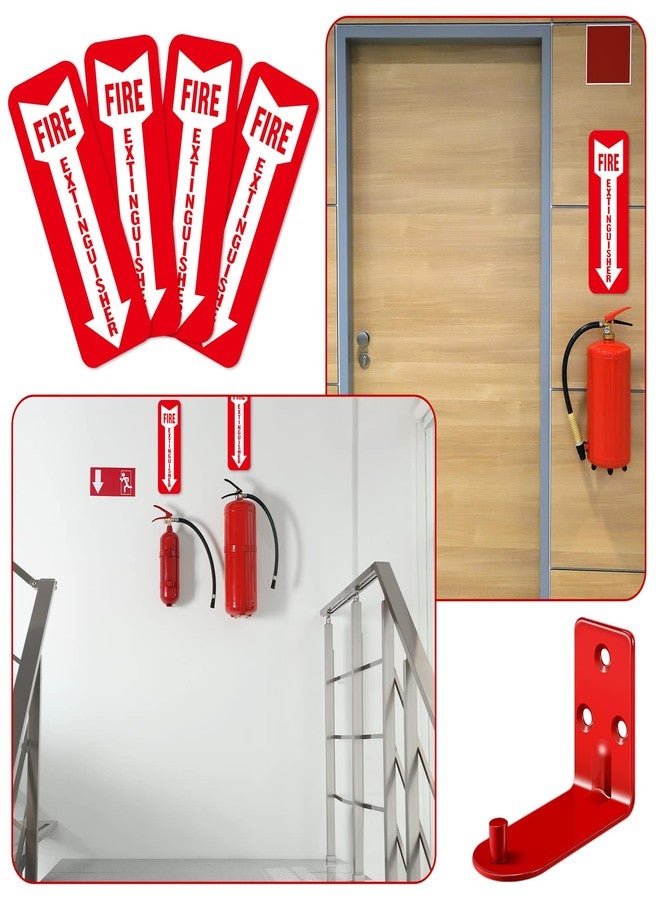 Oudain 8 Sets Fire Extinguisher Mount Bracket for 5-20 lb Fire Extinguisher Wall Mount Universal Holder Wall Hook with Screws Gaskets Self Adhesive Safety Sticker Sign - Image 4