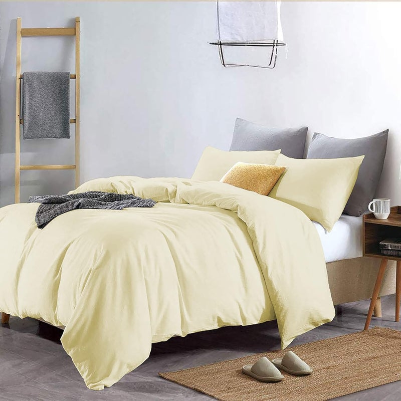 YRM Bedding's YRM Beddings 3 Pieces Duvet Cover Setr 100 Brushed Microfiber with Zipper Closure Duvet Cover 61X91 Inches and 2 Pillow Cover 18X28 Inches Single SizeIvory - Image 2