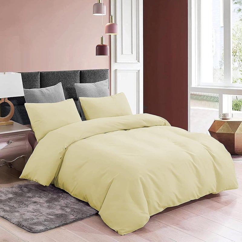 YRM Bedding's YRM Beddings 3 Pieces Duvet Cover Setr 100 Brushed Microfiber with Zipper Closure Duvet Cover 61X91 Inches and 2 Pillow Cover 18X28 Inches Single SizeIvory - Image 3