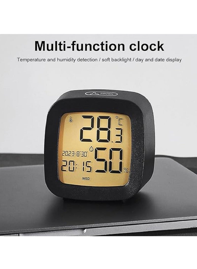 لياوسيسي ساعة منبه رقمية صغيرة كهربائية، ساعة مائلة مع عرض اليوم والتاريخ والرطوبة ودرجة الحرارة، شاشة عرض الوقت LED إلكترونية، إعدادات المنبه، وظيفة الغفوة، إضاءة خلفية ناعمة - Image 5
