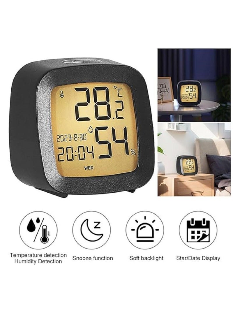 لياوسيسي ساعة منبه رقمية صغيرة كهربائية، ساعة مائلة مع عرض اليوم والتاريخ والرطوبة ودرجة الحرارة، شاشة عرض الوقت LED إلكترونية، إعدادات المنبه، وظيفة الغفوة، إضاءة خلفية ناعمة - Image 3
