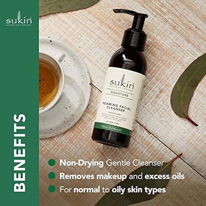 Sukin Foaming Facial Cleanser Pump, Gentle Gel Cleanser with Green Tea, Aloe Vera & Chamomile to Purify, Soothe & Tighten Skin, 4.23 Fl Oz - Image 2