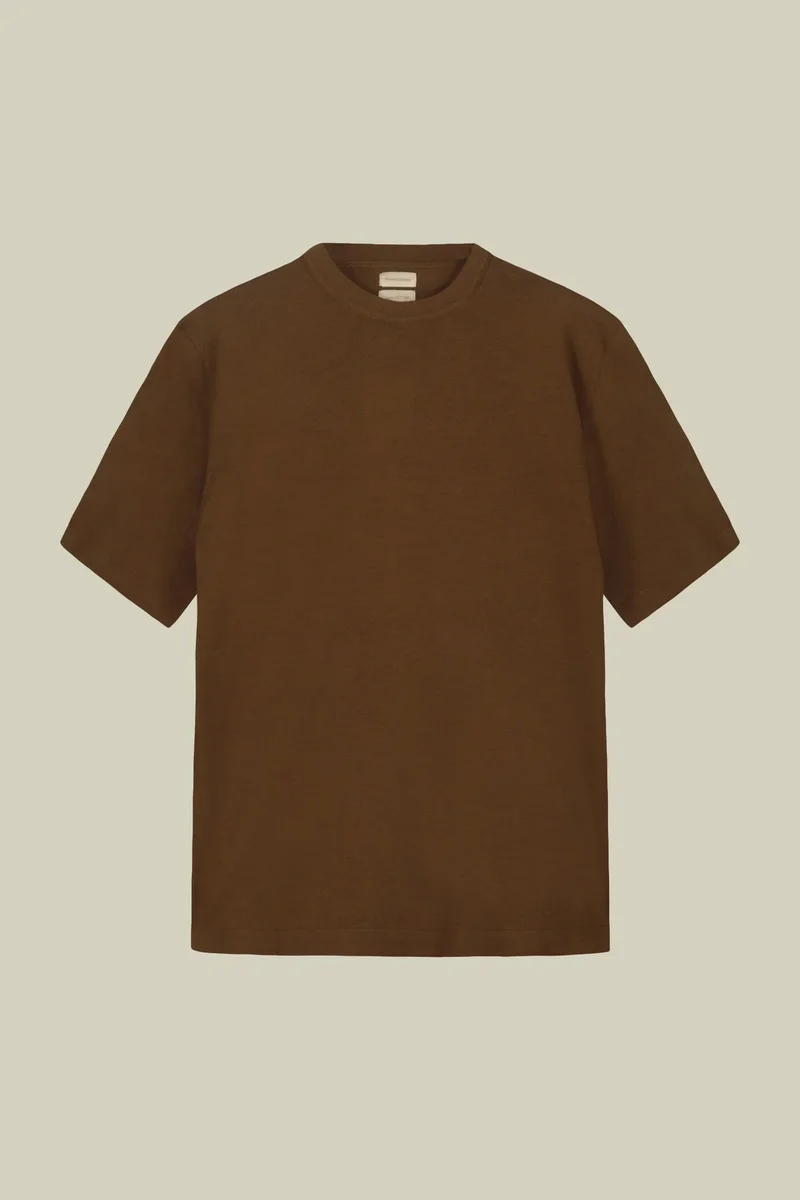 Doppelganger Green Men's knitted T-shirt in 100% cotton crepe - Olive Green for Men | Best Price UAE