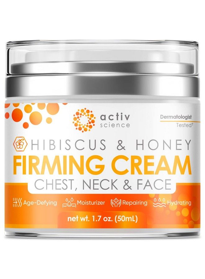ACTIVSCIENCE Hibiscus And Honey Firming Cream Neck Firming Cream Skin Tightening Cream Skin Firming And Tightening Lotion Reduces The Look Of Neck Lines Tightens & Smooths With Collagen & Hyaluronic Acid 1.7Oz - Image 1