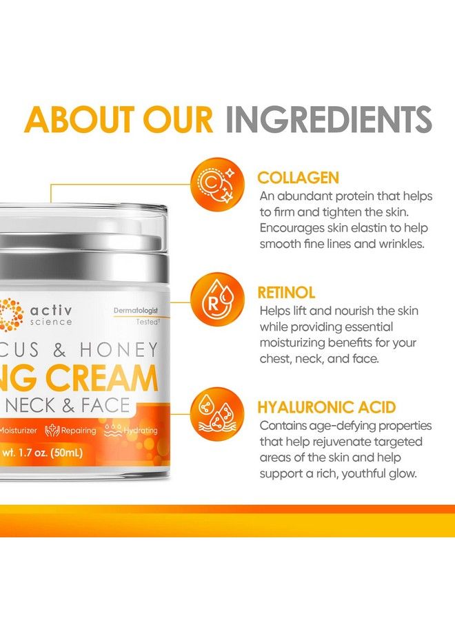 ACTIVSCIENCE Hibiscus And Honey Firming Cream Neck Firming Cream Skin Tightening Cream Skin Firming And Tightening Lotion Reduces The Look Of Neck Lines Tightens & Smooths With Collagen & Hyaluronic Acid 1.7Oz - Image 3