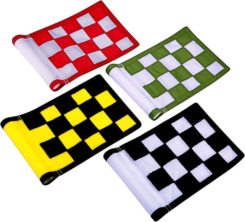 KONDAY Golf Flag, Checkered Training Putting Green Flags, Golf Target Flags for Indoor Outdoor Backyard Garden,8.7inch*6inch (4-pack) - Image 1