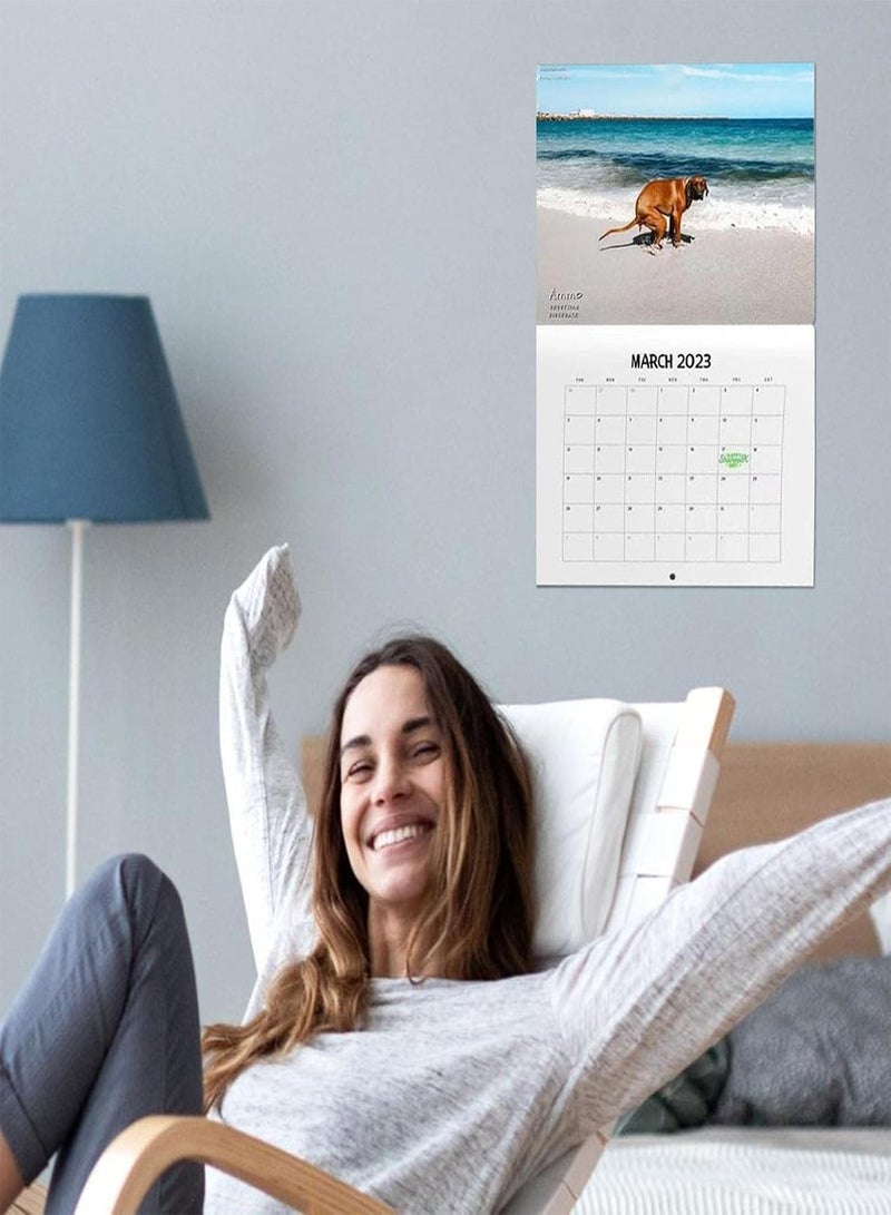 GGOOT Dog Pooping Wall Calendar, Funny Pooches with Beautiful Places Calendar for 2023, Glossy Wall Calendar Gift, Smooth Wall Calendar for Women Men Teenagers Friends Family  - Image 2