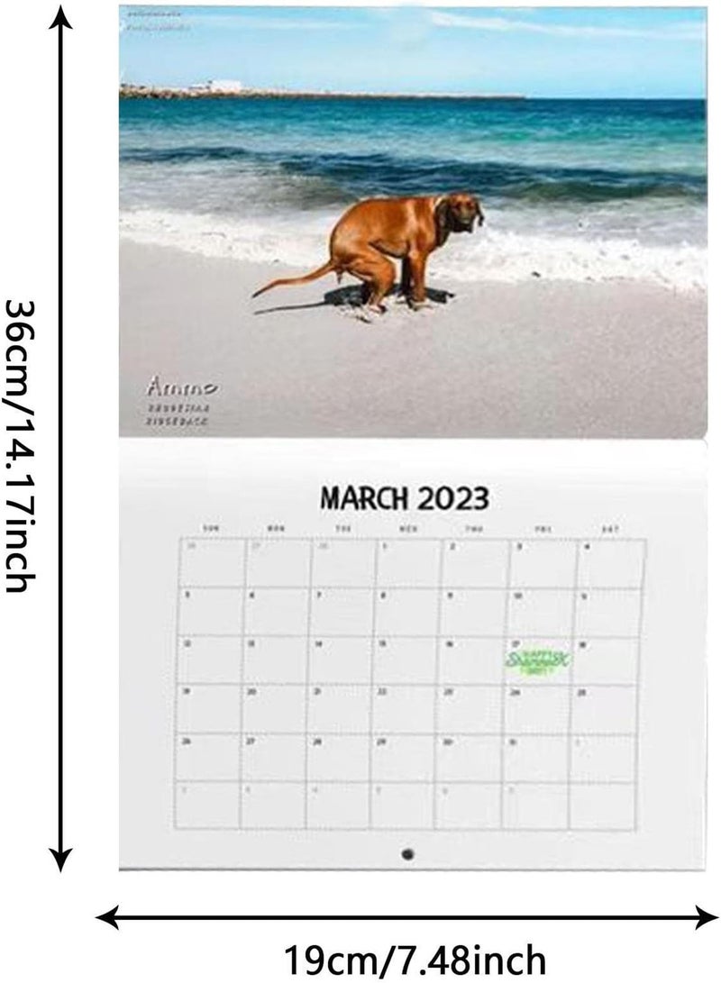 GGOOT Dog Pooping Wall Calendar, Funny Pooches with Beautiful Places Calendar for 2023, Glossy Wall Calendar Gift, Smooth Wall Calendar for Women Men Teenagers Friends Family  - Image 4
