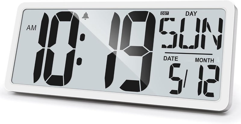 TXL Large Digital Wall Clock with Backlight, 14.2" Battery Operated Alarm Clock with Day, Date & Temperature, Jumbo Display Digital Count Up Down Timer Clock for Seniors, Home, Bedroom Office - Image 1