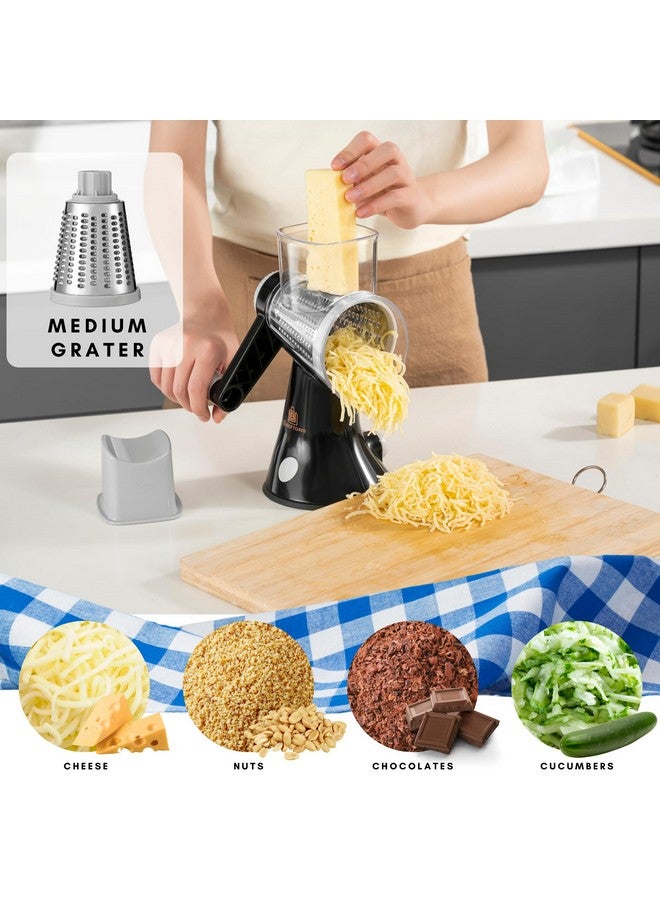 Brieftons 4-Blade Rotary Cheese Grater, Kitchen Food Cutter with Handle, Mandoline Vegetable Slicer, Nut Grinder, Hand Crank Shredder for Cheese, Vegetables, Fruits, Nuts, Easy to Use, Clean & Store - Image 5
