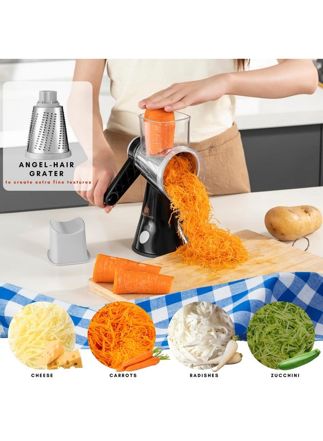 Brieftons 4-Blade Rotary Cheese Grater, Kitchen Food Cutter with Handle, Mandoline Vegetable Slicer, Nut Grinder, Hand Crank Shredder for Cheese, Vegetables, Fruits, Nuts, Easy to Use, Clean & Store - Image 4