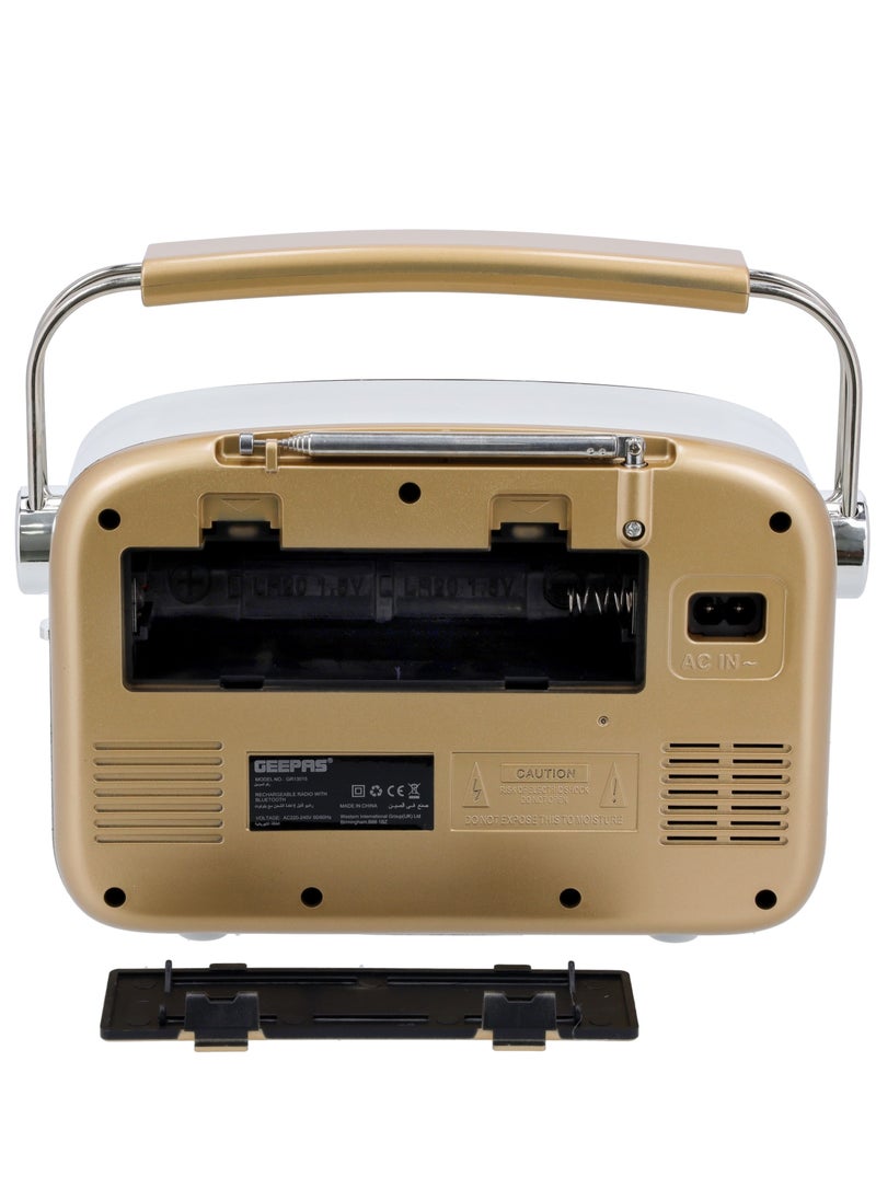 GEEPAS - Rechargeable 3 Band Radio with Bluetooth | AUX Input | AC/DC Operation - Image 1