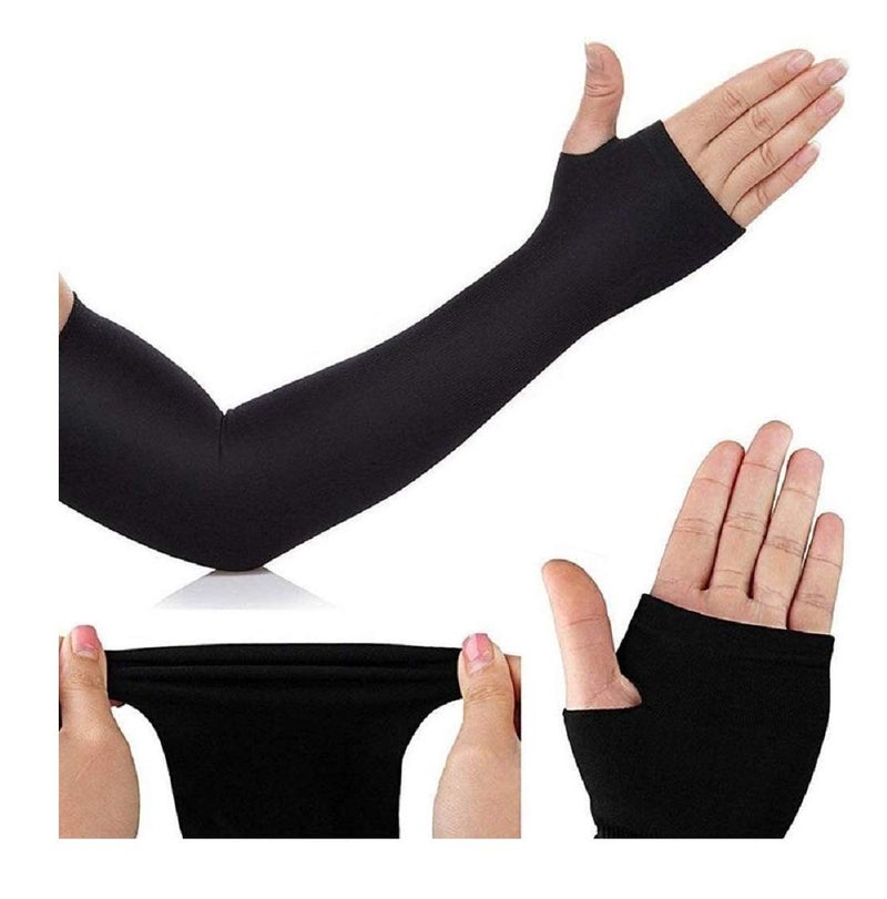 Auto Hub Black Cotton Riding Arm Sleeves for Men & Women-1Pair/Free Size - Image 3