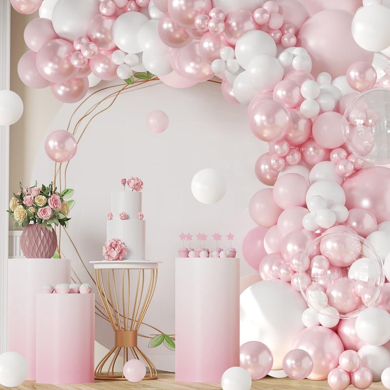 LANGASQUE Pink Balloon Arch Kit 108Pcs Double Stuffed Balloons Garland Including Pink Pearl White Macaron Pink Balloons Different Size for Wedding Birthday Baby Shower Bachelorette Party Decorations - Image 2