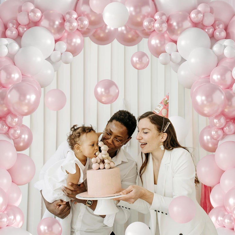 LANGASQUE Pink Balloon Arch Kit 108Pcs Double Stuffed Balloons Garland Including Pink Pearl White Macaron Pink Balloons Different Size for Wedding Birthday Baby Shower Bachelorette Party Decorations - Image 5