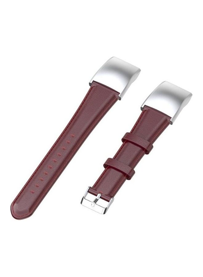 NIBEMINENT Oil Wax Leather Strap For Huawei Honor 4 & 5 Brown/Silver - Image 3