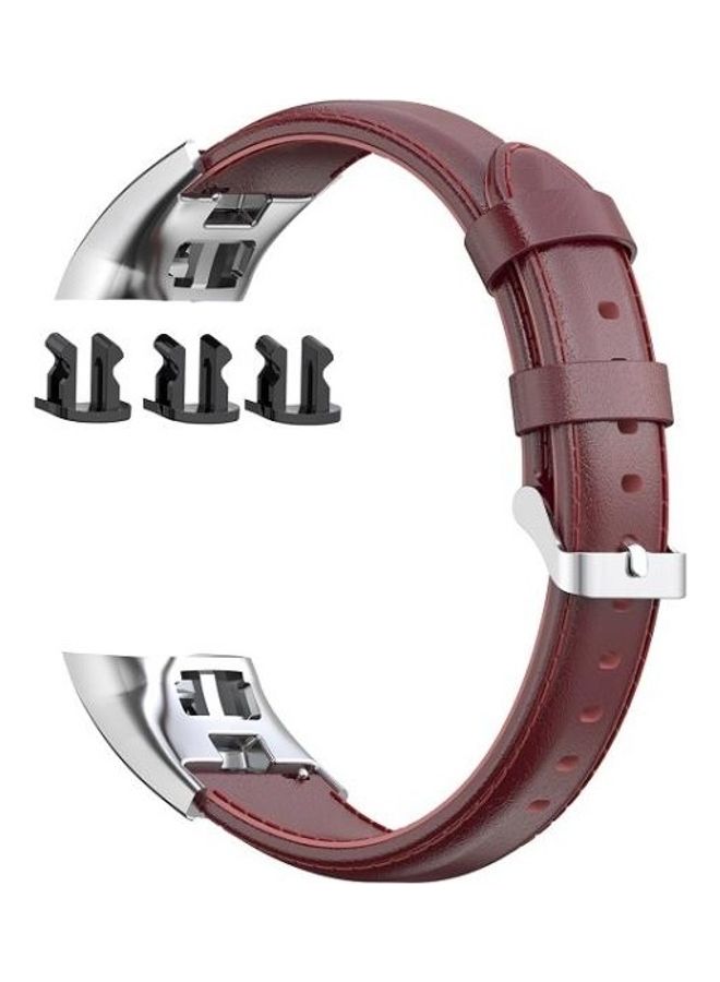 NIBEMINENT Oil Wax Leather Strap For Huawei Honor 4 & 5 Brown/Silver - Image 2