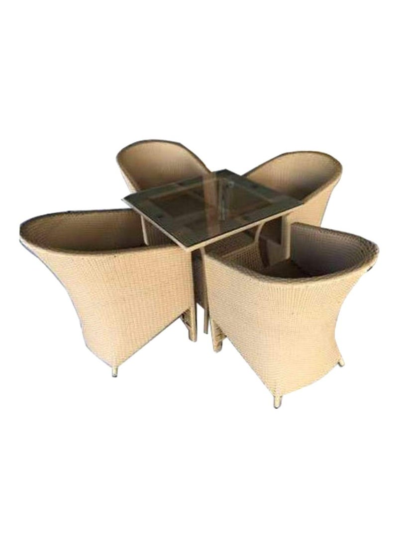 A K Furniture A K Furniture Modern Wicker Seating Chair with Cushion Square Glass Top Table Set Rattan 4 Pieces Armrest Chair Set Bamboo Chair for BalconyGarden Patio Balcony Lawn Living Room Brown  - Image 1