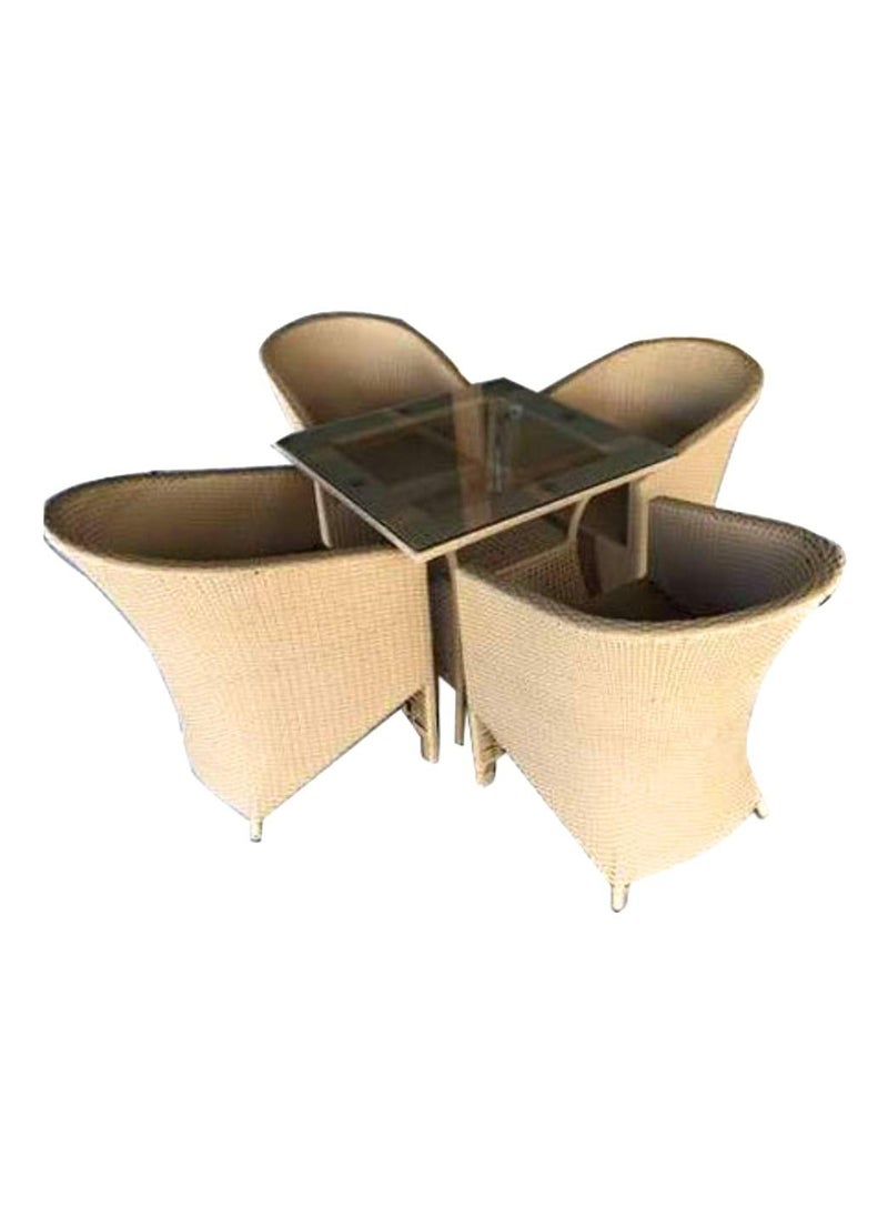 A K Furniture A K Furniture Modern Wicker Seating Chair with Cushion Square Glass Top Table Set Rattan 4 Pieces Armrest Chair Set Bamboo Chair for BalconyGarden Patio Balcony Lawn Living Room Brown  - Image 2