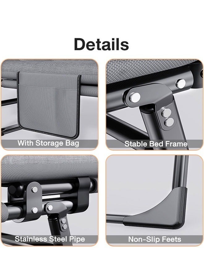 Reelyo Portable Folding Bed Folding Adult Camping Bed Single Lunch Bed with 6 Adjustable Positions with Mattress and Pillow, Camping Cot, Indoor Outdoor Sleeping Bed Suitable for camping, travelling, room, office, home naps - Image 5