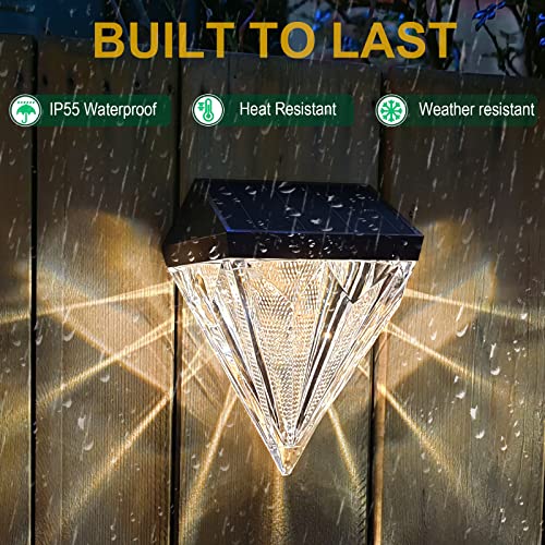 BRIGATTES Acrylic Solar Powered Outdoor Light, Solar Deck Lights Outdoor, Solar Step LED Waterproof Lighting for Outdoor Deck, Weatherproof LED Deck Lights Solar Powered Outdoor Lights (Warm White)-1 - Image 4
