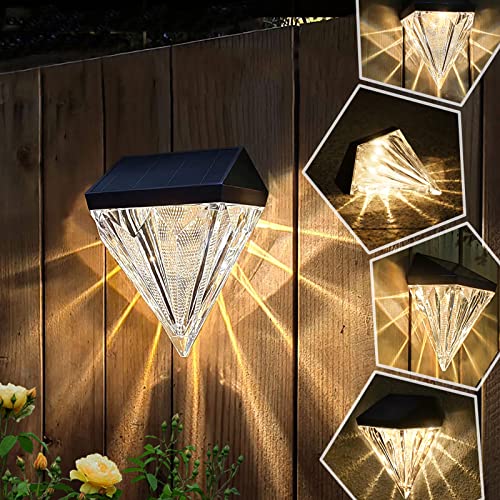 BRIGATTES Acrylic Solar Powered Outdoor Light, Solar Deck Lights Outdoor, Solar Step LED Waterproof Lighting for Outdoor Deck, Weatherproof LED Deck Lights Solar Powered Outdoor Lights (Warm White)-1 - Image 2