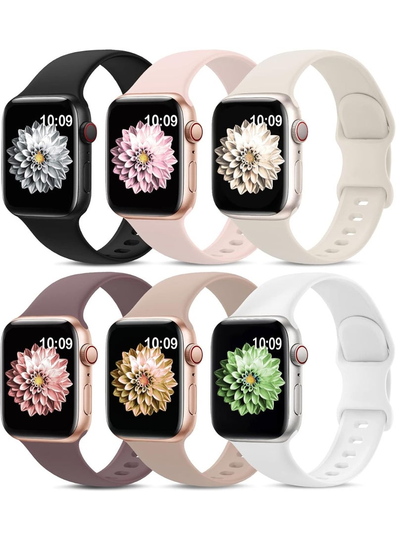 SOLOLUP 6 Pack Sport Bands Compatible with Apple Watch Band 42mm 44mm 45mm 46mm 49mm Women Men,Breathable Silicone  Sport Strap Replacement Band for iWatch Apple Watch Series 11 10 9 8 7 6 5 4 3 SE Ultra - Image 1