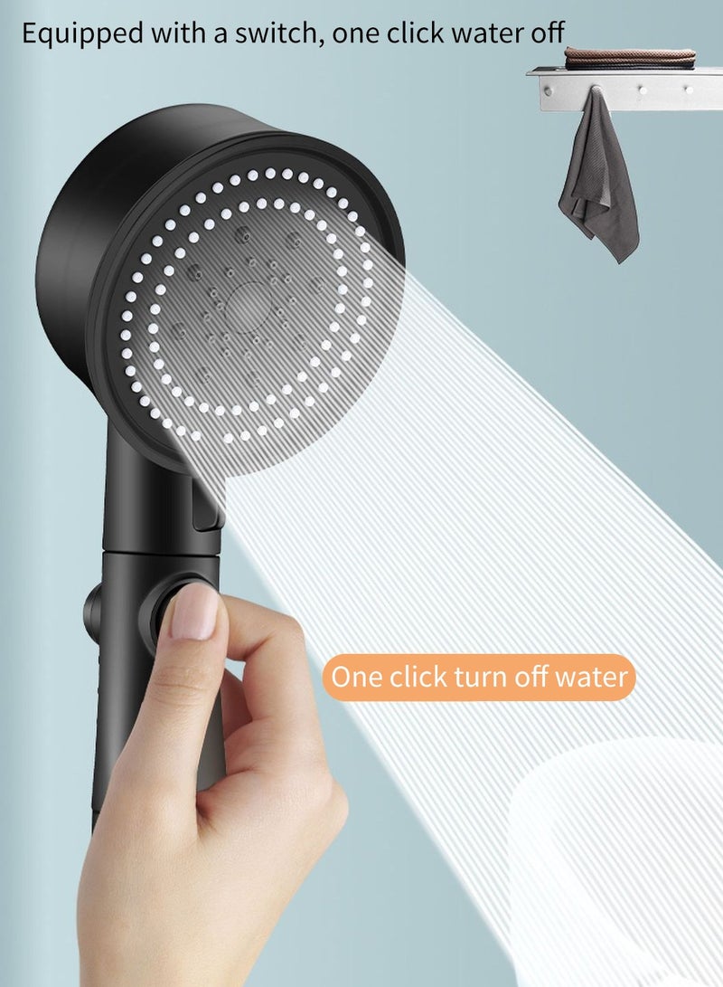 LEOKOR High Pressure Handheld Shower 5 Modes Power Shower Head with 150CM Stainless Steel Hose and Adhesive Holder - Image 5