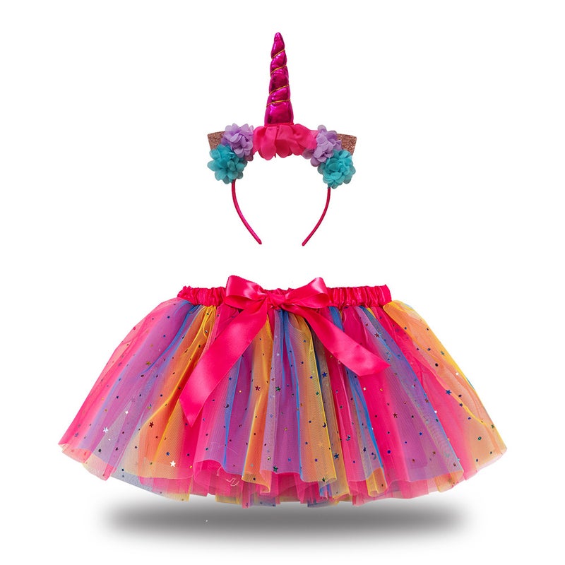 2024 Kids Tutu Skirt with Star Moon Veil and Headwear RS020 rose head hoop 