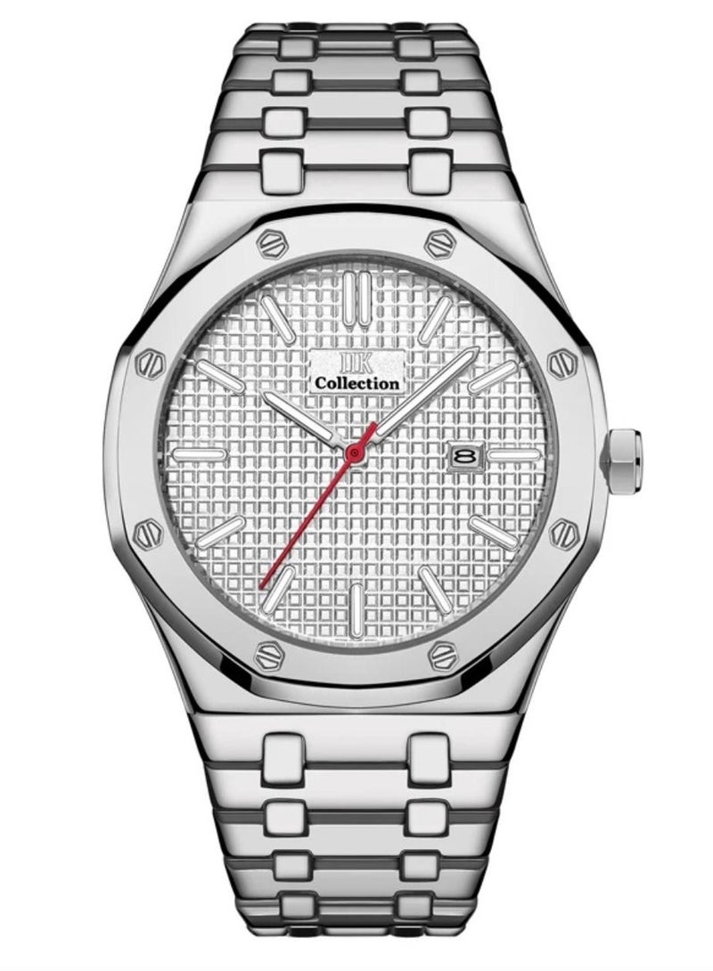 IIK Collection Men's Wrist Watch, Silver Band with Silver Dial - Image 1