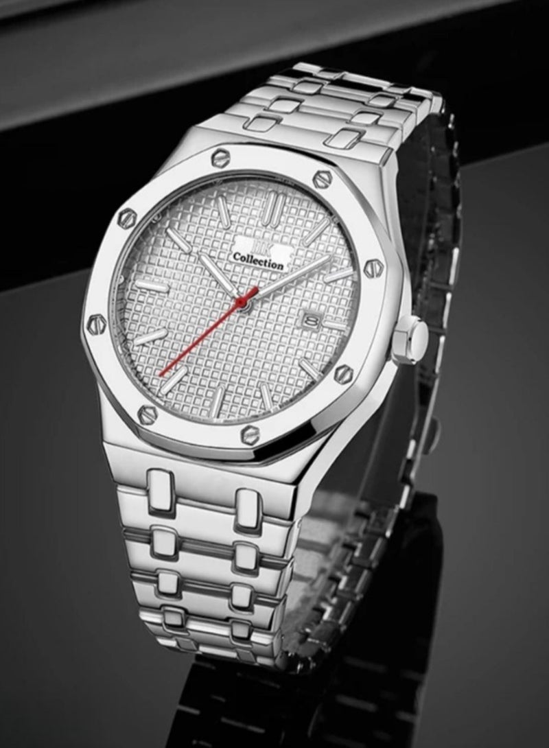 IIK Collection Men's Wrist Watch, Silver Band with Silver Dial - Image 2