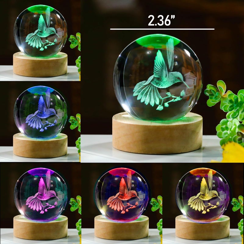 Precious Memorial 3D Hummingbird Crystal Ball 60mm - Hummingbird Figurine Glass Animal Decor for Room, Birthday, Lovers Keepsake Paperweight - Image 3