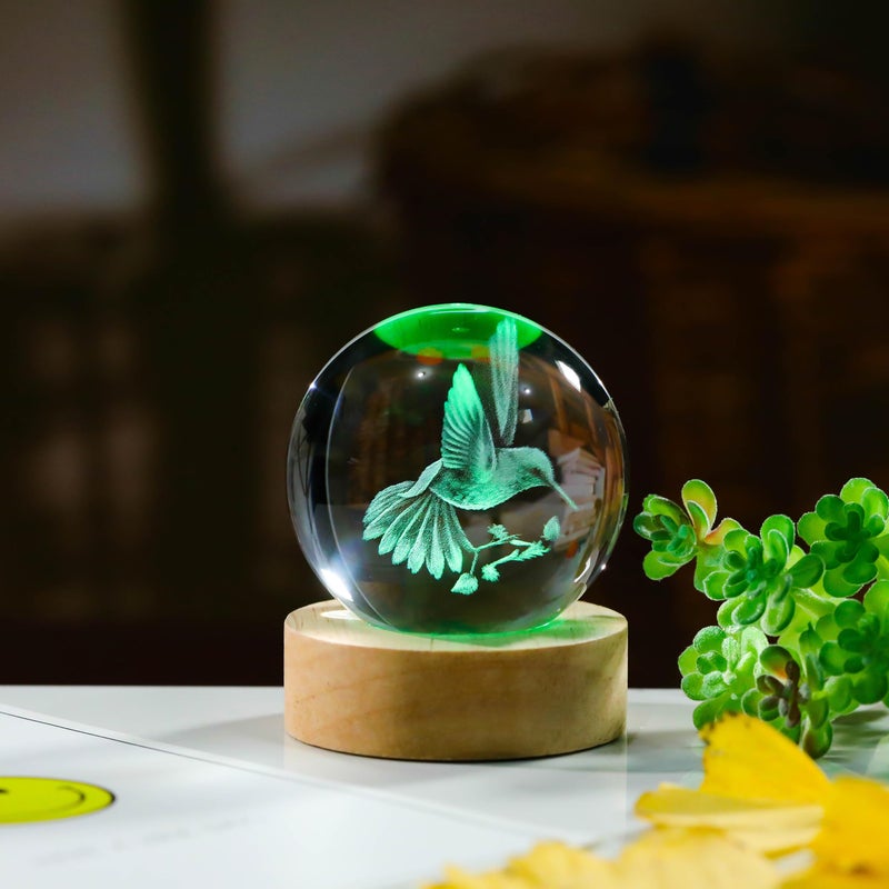 Precious Memorial 3D Hummingbird Crystal Ball 60mm - Hummingbird Figurine Glass Animal Decor for Room, Birthday, Lovers Keepsake Paperweight - Image 5