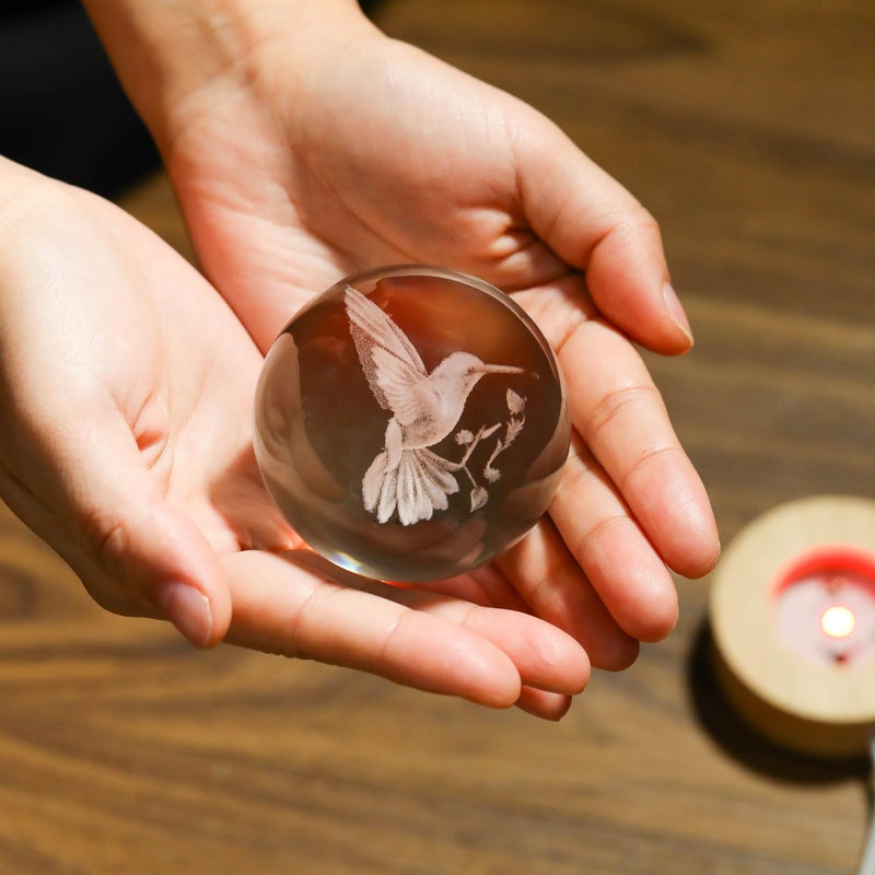 Precious Memorial 3D Hummingbird Crystal Ball 60mm - Hummingbird Figurine Glass Animal Decor for Room, Birthday, Lovers Keepsake Paperweight - Image 4
