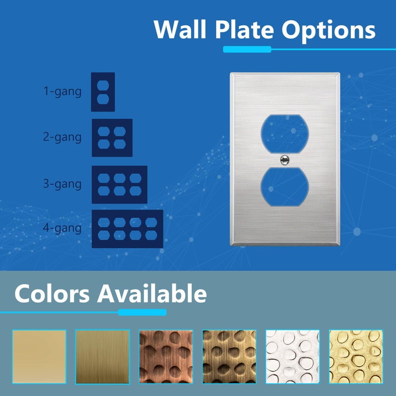 LIDER Duplex Receptacle Metal Wall Plate, Impact and Corrosion Resistant, Metal Outlet Cover, 430 Stainless Steel, Modern Decoration Upgrading, Mid-Size 1-Gang 4.88" x 3.11", Stainless Steel, 5 Pack - Image 4