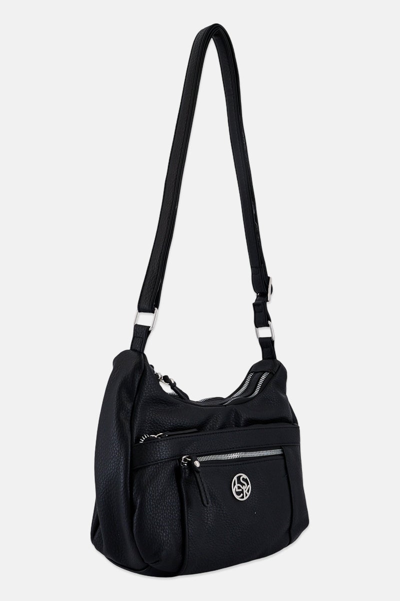 Lasocki Women Brand Logo Cross Body Bag, Black - Image 2