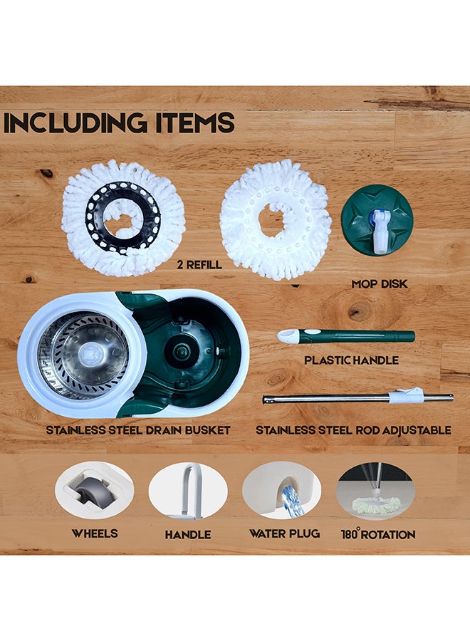 Feelings Floating Spin Mop with Wheels, 180° Rotating Bucket System, 108cm Handle Length, 24cm Mop Head  - Image 5
