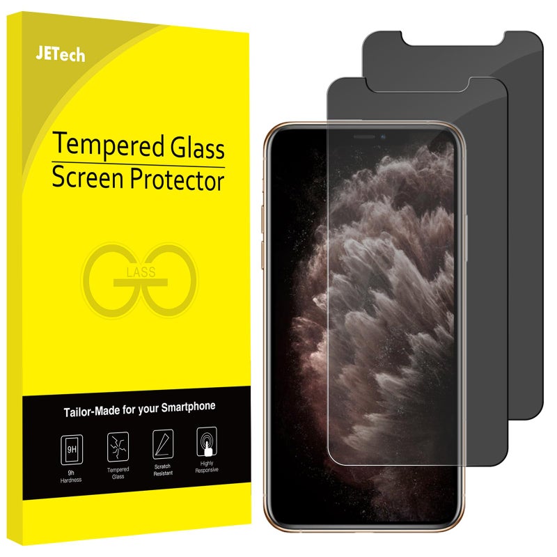 JETech Privacy Screen Protector for iPhone 11 Pro Max and iPhone Xs Max 6.5-Inch, Anti Spy Tempered Glass Film, 2-Pack - Image 1